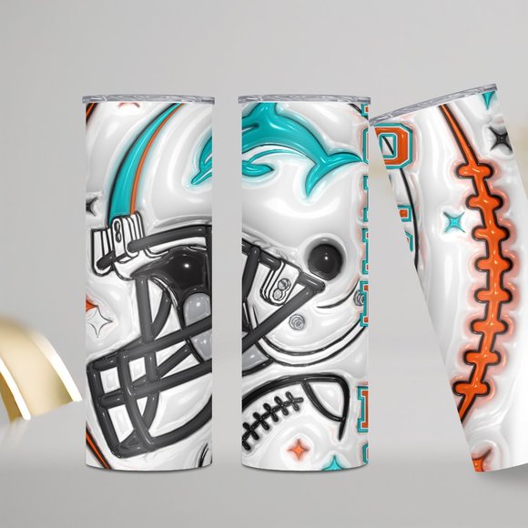 Miami Dolphins Tumbler, Dolphin Sublimation Tumbler, American Football Cup Gifts - Picture 4 of 4
